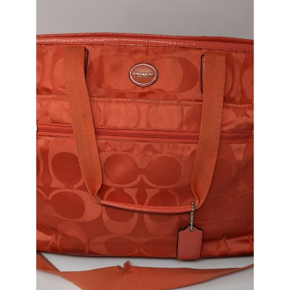 COACH Signature C Convertible‎ Nylon Diaper Bag Baby Tote M1361-F77577 Coral VTG - Picture 3 of 16